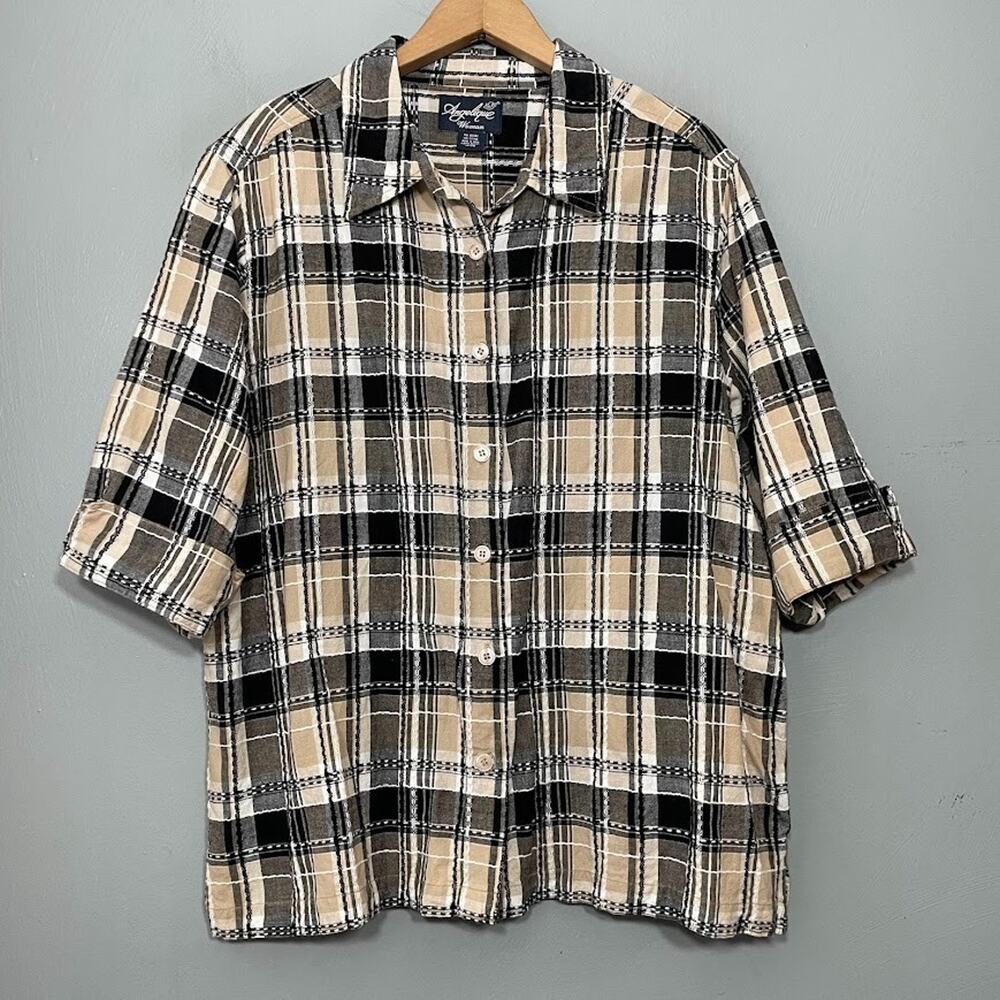 Angelique Plaid Shirt Plus Size 18 20 Button Up Country Grandma Cottagecore